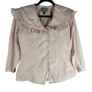 VTG Sorrel International Womens Prairie Ruffle Peter Pan Collar Blouse M Pink